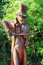 Szczebrzeszyn, Poland - May 2, 2018: Monument depicting a cricket playing violin refers to famous Polish tongue twister. The name