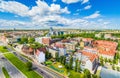 Szczecin aerial view. Landscape of Szczecin with Castle Route and Philharmonic.