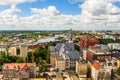 Szczecin - the city landscape with the Odra River, seen from the viewpoint in the Basilica. Royalty Free Stock Photo