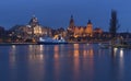 Szczecin in Poland / city by night / waterfont view of the historical architecture