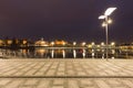 Szczecin in Poland / city by night / waterfont view of the historical architecture