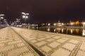 Szczecin in Poland / city by night / waterfont view of the historical architecture