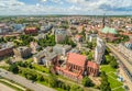 Szczecin cityscape with aerial view of the cathedral with its visible basilica. Royalty Free Stock Photo