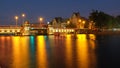 Szczecin. night view of the historic long bridge over the Odra river Royalty Free Stock Photo