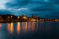 Szczecin from the Oder River in the evening Royalty Free Stock Photo