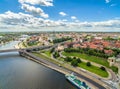 Szczecin - Odra River and Chrobry Boulevard. Landscape of Szczecin from the bird`s eye view with visible shafts of Chrobry.