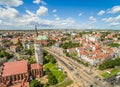 Szczecin - old town: basilica, castle. City landscape seen from the bird`s eye view.