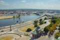 Szczecin Ã¢â¬â Panorama view with Odra river. Szczecin historical city with architectural layout similar to Paris. The Chrobry Royalty Free Stock Photo