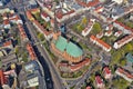 SZCZECIN, POLAND - 08 APRIL 2019 - Aerial view on Szczecin city, area of Grodzka street. City center. The Cathedral Basilica of St