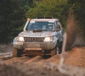 SZCZECIN, POLAND - Aug 31, 2019: Off-road buddy taking a sharp turn, kicking up sand as it speed passes with ease on Baja Poland