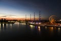 Szczecin, Poland, 7 august 2017: Panorama of the quay in Szczecin during the finale of The Tall Ships Races 2017 by night.