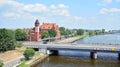 View from the Castle Route. Odra river and industrials buildings of harbor.