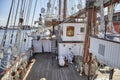 Deck of Spanish Navy Sailing Training Ship Juan Sebastian de Elcano moored in Szczecin