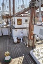 Deck of Spanish Navy Sailing Training Ship Juan Sebastian de Elcano moored in Szczecin