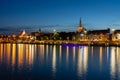 Szczecin in Poland. Light reflections of buildings in the river Royalty Free Stock Photo