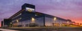 Amazon Logistics Center in Szczecin, Poland in the light of the rising sun,panorama
