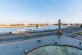 Szczecin in Poland. Panoramic view of the Chrobry embankment and waterfront. August 2019