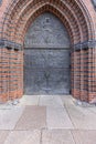 Szczecin Cathedral, decorative entrance door with a bronze door knocker, Szczecin, Poland