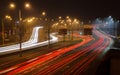 Szczecin Stettin - lights of city, road traffic.