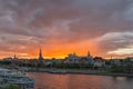 Szczecin, West Pomeranian Voivodeship, Poland - 06 September 2020: Sunset over Piastowski Boulevard with Ducal Castle