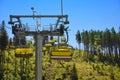 SZCZYRK, POLAND - JUBNE 6 -Yellow cable car on skrzyczne mountain in poland Royalty Free Stock Photo