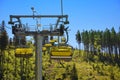 SZCZYRK, POLAND - JUBNE 6 -Yellow cable car on skrzyczne mountain in poland