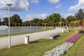 Szczytnicki Park and Wroclaw Pergola with colorful leaves of virginia creeper, Wroclaw, Poland