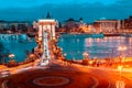 Szechenyi Chain Bridge across the River Danube at night. Budapest, Hungary Royalty Free Stock Photo