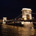 Szechenyi Chain Bridge in beautiful Budapest. Hungary. In the evening Royalty Free Stock Photo