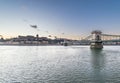 The Szechenyi Chain Bridge in Budapest, Hungary