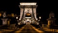 Szechenyi Chain Bridge in Budapest, Hungary at night Royalty Free Stock Photo