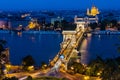 Szechenyi Chain Bridge and Danube night, Budapest Royalty Free Stock Photo