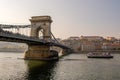 Szechenyi Chain Bridge on the Danube river in Budapest, Hungary