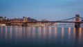 Szechenyi Chain Bridge on the Danube river in the evening. Budapest, Hungary Royalty Free Stock Photo