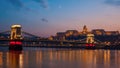 Szechenyi Chain Bridge on the Danube river at night. Budapest, Hungary Royalty Free Stock Photo