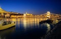 The Szechenyi Chain Bridge in Budapest at night Royalty Free Stock Photo