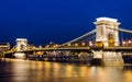 Szechenyi Chain Bridge in the night, Budapest Royalty Free Stock Photo