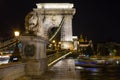 Szechenyi Chain Bridge at night in the city of Budapest, Hungary Royalty Free Stock Photo