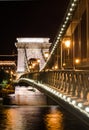 Szechenyi Chain Bridge night detail, Budapest