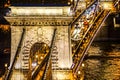 Szechenyi Chain Bridge night view Budapest, Hungary Royalty Free Stock Photo