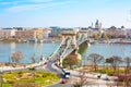 The Szechenyi Chain Bridge over Danube, Budapest Royalty Free Stock Photo