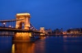 Szechenyi Chain bridge over Danube river, Budapest, Hungary. Royalty Free Stock Photo