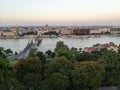 The Szechenyi Chain Bridge over the River Danube between Buda and Pest in Budapest Royalty Free Stock Photo