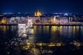 The Szechenyi Chain Bridge in Budapest at night Royalty Free Stock Photo
