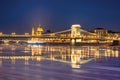 Szechenyi chain bridge winter night view Royalty Free Stock Photo