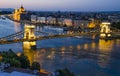 Szechenyi Chain or Lanchid bridge in night, Budapest