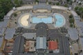 The Szechenyi Spa is one of the largest spa complexes in Europe in the Budapest City Park. Drone photo from above can be clearly Royalty Free Stock Photo
