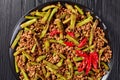 Szechuan Pork Stir Fry with charred Green Beans Royalty Free Stock Photo