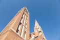 Szeged cathedral seen from the bottom in the afternoon, in summer. This cathedral Szegedi Dom is one of the symbols of Szeged