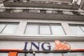 SZEGED, HUNGARY - SEPTEMBER 18, 2022: ING Bank logo in front of their office for downtown Timisoara. ING group is a Dutch banking